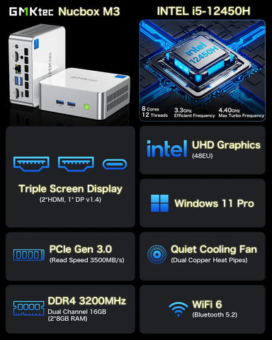 GMKtec NucBox M3 Intel 12th Core i5 12450H